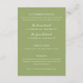 Cartão De Informações Detalhes do Casamento Verde