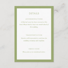 Cartão De Informações Detalhes do Casamento Verde