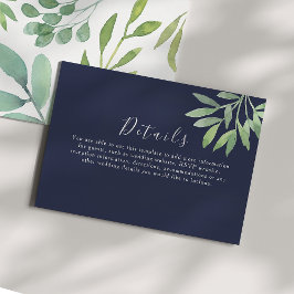 Cartão De Informações Detalhes do Casamento Verde Azul-Naval