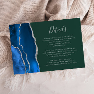 Cartão De Informações Detalhes do Casamento Verde da Agata Azul Real