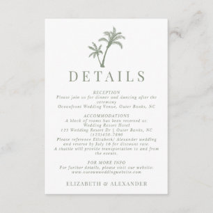 Cartão De Informações Detalhes do Casamento Verde da Palmeira Tropical P