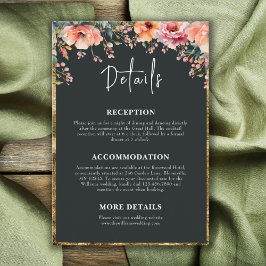 Cartão De Informações Detalhes do Casamento Verde da Sage Floral da Rúss