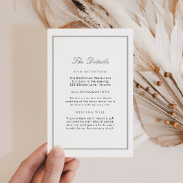 Cartão De Informações Detalhes do Casamento Verde da Sala Branca Elegant