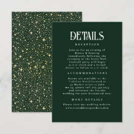 Cartão De Informações Detalhes do Casamento Verde das Estrelas da Noite