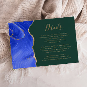 Cartão De Informações Detalhes do Casamento Verde do Agate Dourado Real 