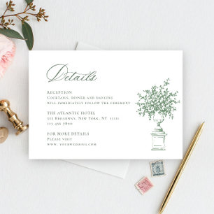 Cartão De Informações Detalhes do Casamento Verde do Ornamentado Renasce