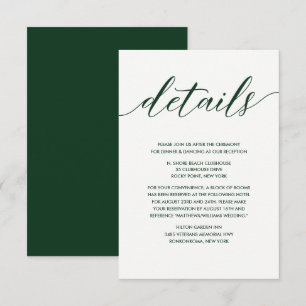 Cartão De Informações Detalhes do Casamento Verde e Branco Elegante Simp