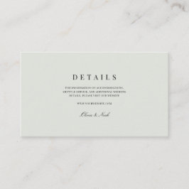 Cartão De Informações Detalhes do Casamento Verde Elegante de Black & Sa