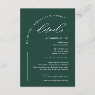Cartão De Informações Detalhes do Casamento Verde Esmeralda Luxuriante