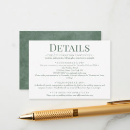 Cartão De Informações Detalhes do Casamento Verde Eucalyptus Elegante