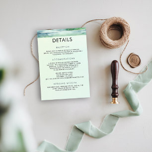 Cartão De Informações Detalhes do Casamento Verde Mar da Piscina de Maré