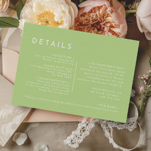 Cartão De Informações Detalhes do Casamento Verde Minimalista com Citros