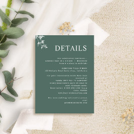 Cartão De Informações Detalhes do Casamento Verde Mínimo Elegante e Mode