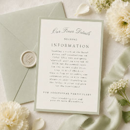 Cartão De Informações Detalhes do Casamento Verde Pistache