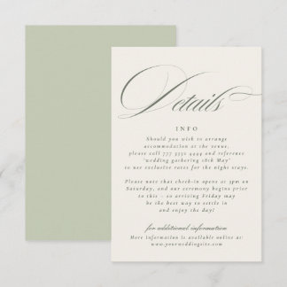 Cartão De Informações Detalhes do Casamento Verde Pistache