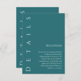 Cartão De Informações Detalhes do Casamento Verde Simples do Esmeralda M