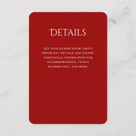 Cartão De Informações Detalhes do Casamento Vermelho Curvado por Tipogra