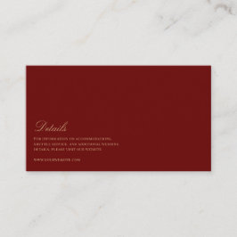 Cartão De Informações Detalhes do Casamento Vermelho Dourado e Profundo 