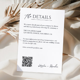 Cartão De Informações Detalhes do Casamento Vertical do Código QR Minima