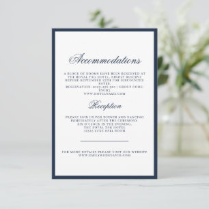 Cartão De Informações Detalhes do Casamento vintage Clássico do Marinho