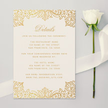 Detalhes do Casamento Vintage Dourado Elegante Mar