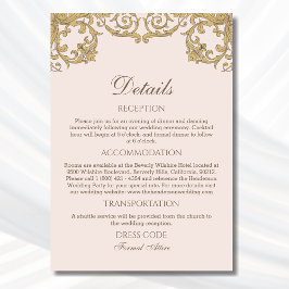 Cartão De Informações Detalhes do Casamento vintage Rococo do Ornamentad