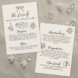 Cartão De Informações Detalhes do Casamento vintage Whimsical Desenhado