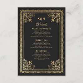 Cartão De Informações Detalhes do Casamento Vitoriano Dourado Gótico Vin