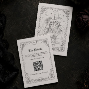 Cartão De Informações Detalhes do Casamento Vitoriano Gótico de Hallowee
