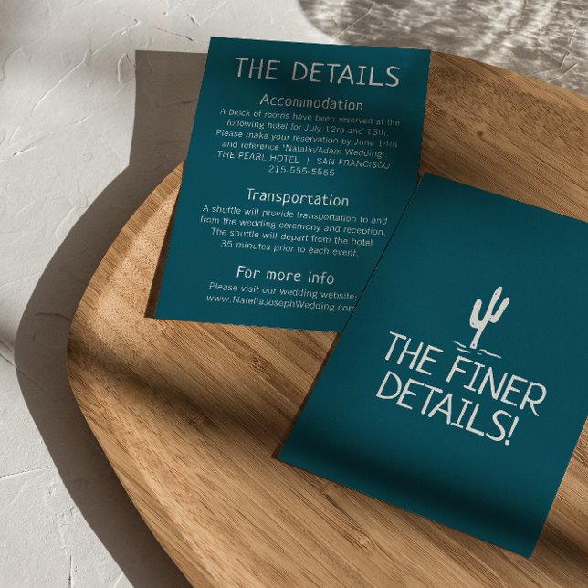 Cartão De Informações Detalhes do Casamento Western Cactus Modern Boho W (Criador carregado)