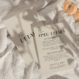 Cartão De Informações Detalhes do Casamento Whimsical Preto e Branco Mod
