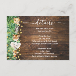 Cartão De Informações Detalhes do Chá de fraldas Rustic Wild Safari Anim