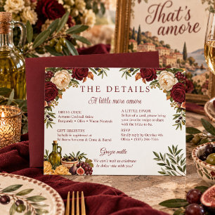 Cartão De Informações Detalhes do Chá de Noiva Burgundy Olive That's Amo