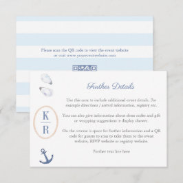 Cartão De Informações Detalhes do Chá de panela Monograma Costeiro Códig