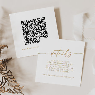 Cartão De Informações Detalhes do Código QR Boho Chic Dourado e Casament