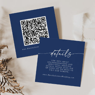 Cartão De Informações Detalhes do Código QR Boho Chic Royal Blue Wedding