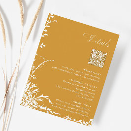 Cartão De Informações Detalhes do Código QR de Casamento Botânico Âmbar