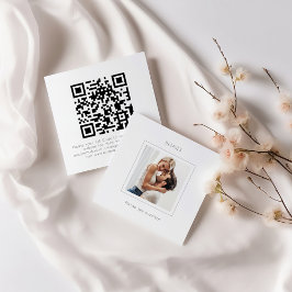 Cartão De Informações Detalhes do Código QR de Casamento de Foto em Quad