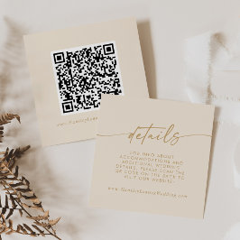 Cartão De Informações Detalhes do Código QR de Casamento Dourado Boho Ch