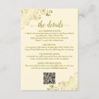 Detalhes do Código QR de Casamento Elegante Dourad