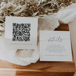 Cartão De Informações Detalhes do Código QR do Casamento Azul Ardósia Bo