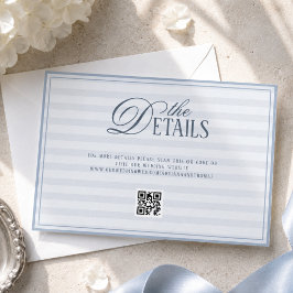 Cartão De Informações Detalhes do código QR do casamento Blue Old Money