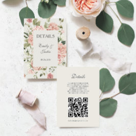 Cartão De Informações Detalhes do código QR do casamento da Rosa Rosa El