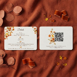 Cartão De Informações Detalhes do Código QR do Casamento de Flor Silvest