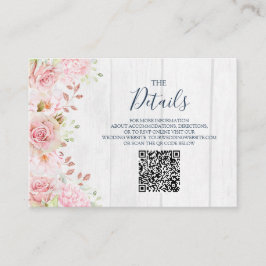 Cartão De Informações Detalhes do código QR do casamento floral rosa na
