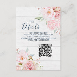 Cartão De Informações Detalhes do código QR do casamento floral rústico