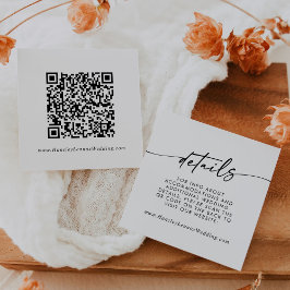 Cartão De Informações Detalhes do Código QR do Casamento Preto e Branco