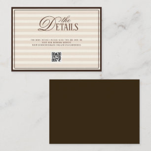 Cartão De Informações Detalhes do código QR do casamento Striped Old Mon