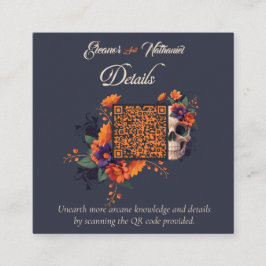 Cartão De Informações Detalhes do código QR minimalista floral gótico el