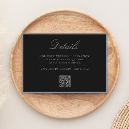 Cartão De Informações Detalhes do Código QR Preto Fosco Elegante Casamen